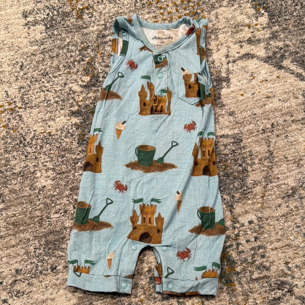 Bamboo Blue Sandcastle Romper